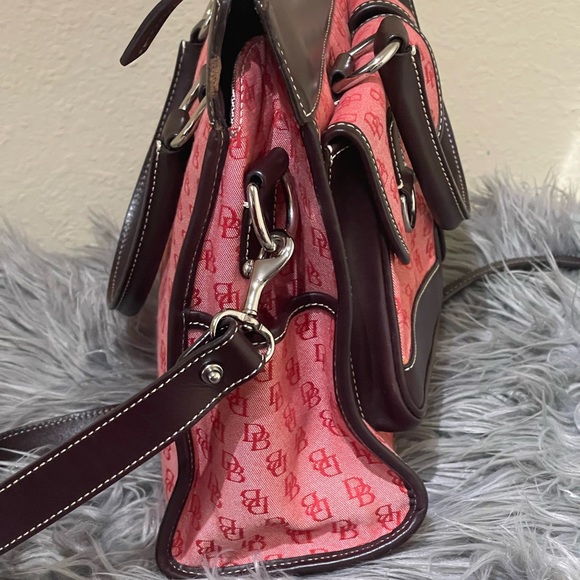 Dooney & Bourke Vintage Satchel Red Logo Fabric Print - Picture 3 of 12
